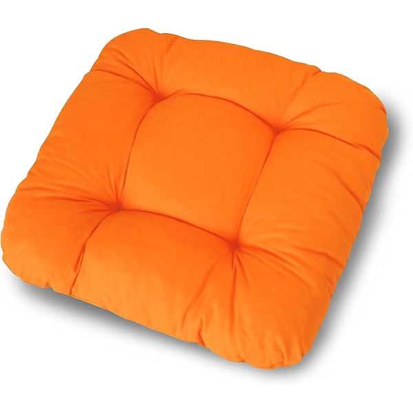 Sæt med 2 Stolsæder Orange (38x38x8 Cm) - Sædepude til have-, køkken- eller spisebordsstol - Behagelig UV-bestandig indendørs og udendørs