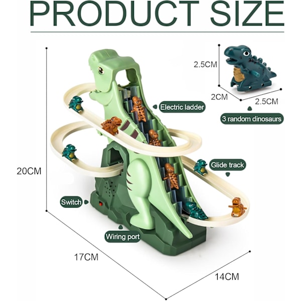 Elektrisk Dinosaur Klatre Legetøj med Racerbaner, Lys & Musik, Gave til Børn 1