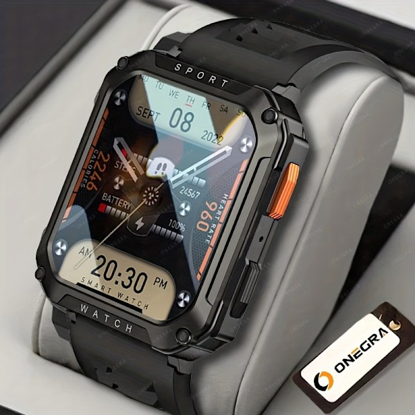 Ny 5,11 cm Robust Militär Smart Klocka Herr För Android IOS Fitness Klockor Ring Smartwatch Blod Syre Klocka 100+ Sport Klocka Herr + Box Svart