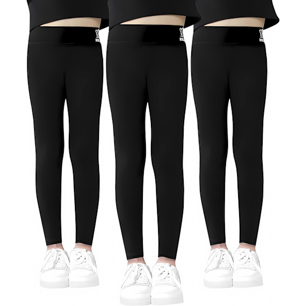 3-pack flickleggings, sportbyxor för barn, fotlängd storlekar 7-14 150CM-3 strips 150CM-3 strips