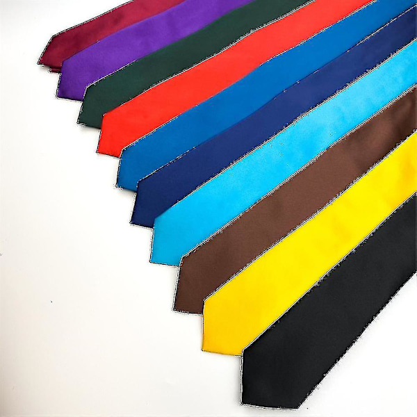 Polyester slips ren färg slips herr slips (brun)