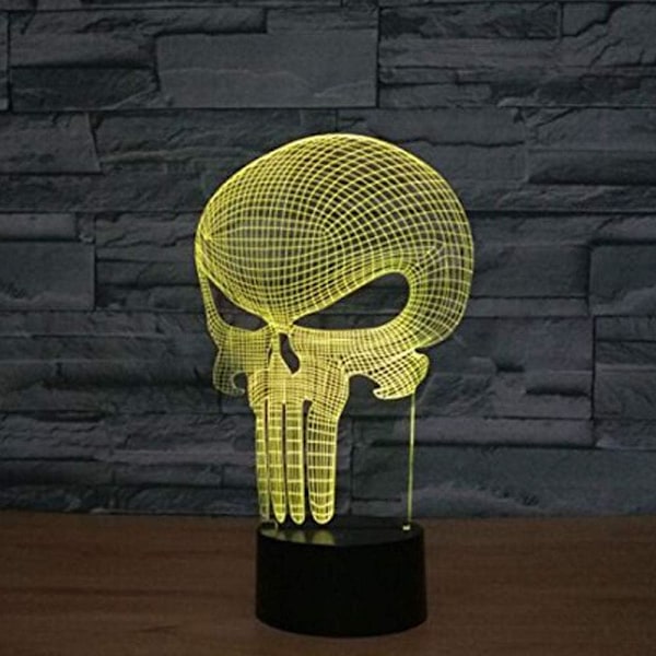Punisher Skull 3D-modell Visuell optisk illusjon 7 farger Chan