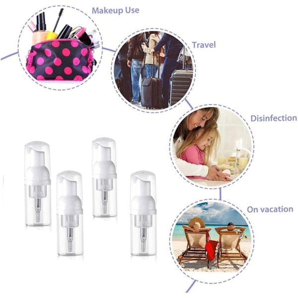 24 st skumpumpsflaska, 30 ml tom flaska för resor plast tvålflaska skumdispenser flaska minipumpdispenser för resor