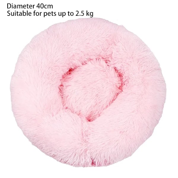 Kattbo Rund Mjuk Shaggy Matte Inomhus Hund Kattsäng Husdjurstillbehör Avtagbar Maskintvättbar Kudde Säng för Små Husdjur 40cm Rosa G407E