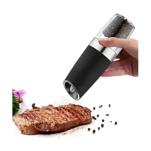 Gravity Elektrisk rustfritt stål Pepper Salt Mill, Krydderkvern Elektrisk Gravity Induksjon Pepp-max