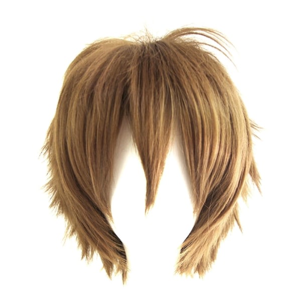 Peruk Short Style Justerbar Högtemperatur Fiber Herr Anime Cosplay Ha Mörkbrun SQBB