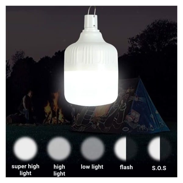 LED Camping Tältlampor USB Uppladdningsbara Handhängande Lampor Uteplats Trädgårdsgrill 2st