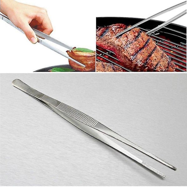 Grillklämma i rostfritt stål Multifunktionell Steak Food Long Clip, 1 st, Silver