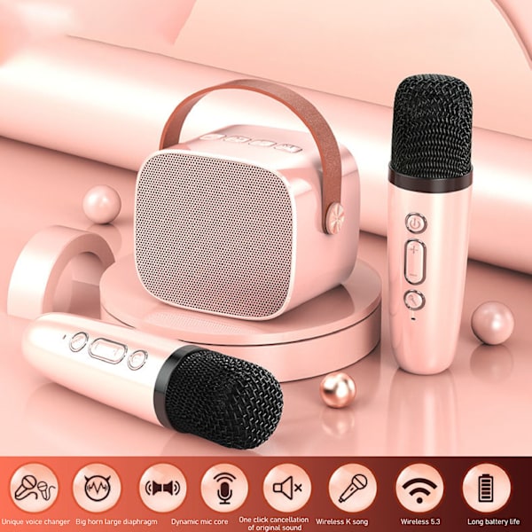 Mini Karaoke Maskin Set Stöd Bluetooth AUX USB Minneskort Bärbar Bluetooth Högtalare med Trådlös Mikrofon Blå Blue