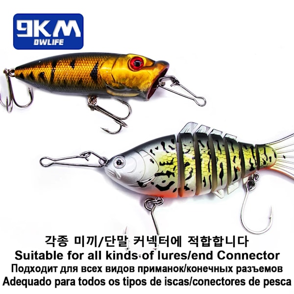 Fiske Snap 50~200st Rostfritt Stål Saltvatten Fiske Krok Lure Connector Tackle Snabbfiske Clip Lock Snap Vikter Trolling Storlek-00  10mm 8kg 100 Stk