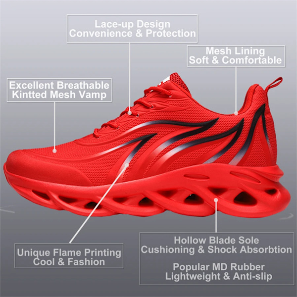 Fashion Löparskor Män Flamma Tryckta Sneakers Sticka Sportsko Dämpning Jogging Tränare Lättvikt ZY-SHCCJQ2107-Vit 47