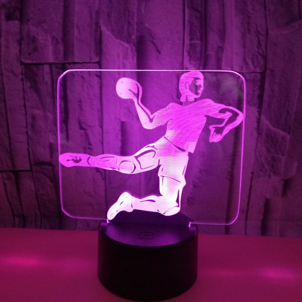 Handboll Nattlampa, 3D Illusion LED-lampa, 7 Färger Dimbar