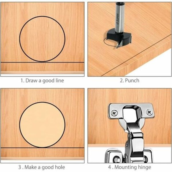 35mm Dold Hinge Borr Jigg och Hinge Fixture 35mm Borrning med 35mm Borr Bits Stöd Djupmätare Insexnyckel för