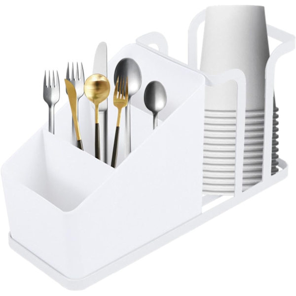 Kaffekop Dispenser, Bordplads Organizer med Elegant Sort Design til Køkken White