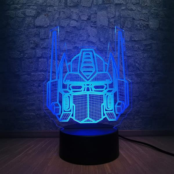 3D optisk illusjon Transformers modell skrivebordsbordlampe LED natt
