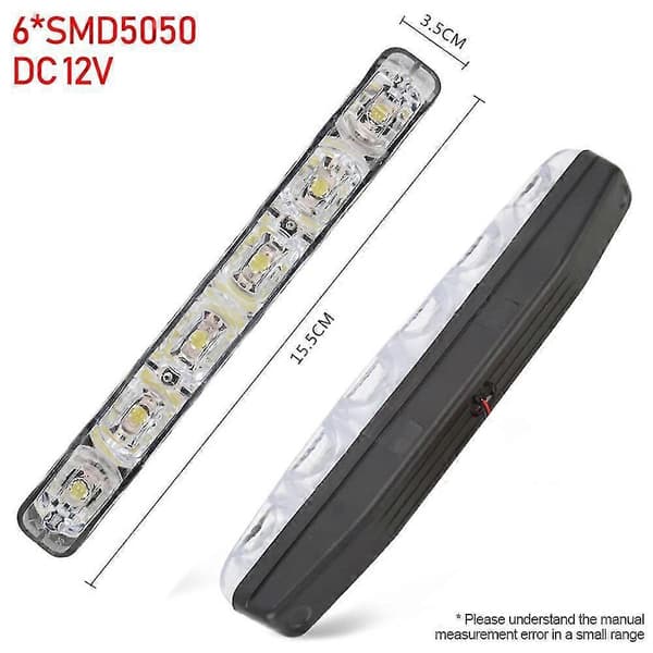2 stk Bil Auto Varsellys Dagslys Bil Styling Lampe 6LED Vanntett_max