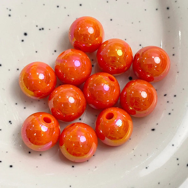 500g Gradientti Värikkäät Akryylihelmet 10-16mm Pyöreät Pallot Imitoidut Helmet Käytetään Korujen Tekoon DIY Bea D Tarvikkeet Kirkkaan Oranssit 12mm