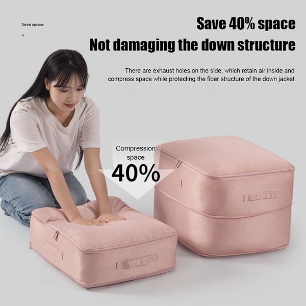 Stærke Flyttekasser, Selvkondenserende Ziplock-Organiseringspose, Pink L (20,5x16,5x11,8 tommer) Pink L(20.5*16.5*11.8inch)