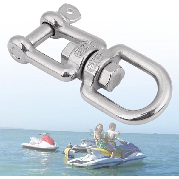 Heavy Duty Swivel Link, Heavy Duty 304 Rustfritt Stål Swivel Eye ing Snap Hooks Rolling Shackle Device Marin Med Nyckelringar Silver(6mm) 6mm