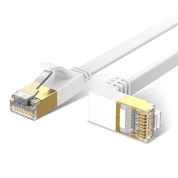 Ultra-tynn Cat 6 Ethernet-kabel, vinklet høyre-til-venstre, UTP-nettverkskabel, kategori 6, hvit, 0,5 m, 1 m, 1,5 m, 2 m, 3 m, 5 m 2m ST-SO