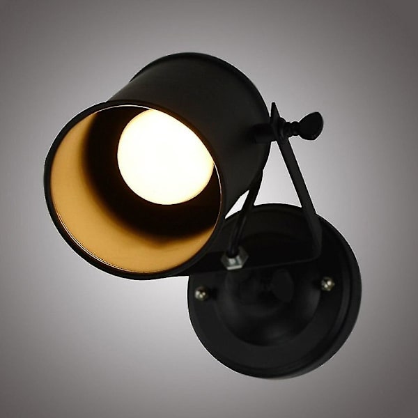 Retromalt jernhode vegglampe veggmontert vegglampe justerbar vegglampe svart (uten plugg)