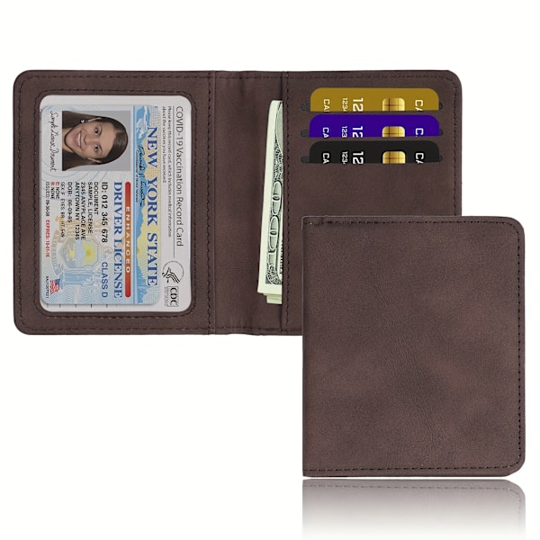 RFID-blockerande korthållare med ID-kortsfack, Bifold Läder Slim Plånbok Minimalistisk Cover Money Clip rosa