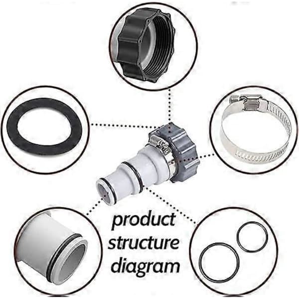 Slangadapter för Pool 32 38, Slangadapter för Poolpump, Pooladapter 38mm, Slangkoppling för Pool Intex, Pooladapter Intex 32 38, Koppling—max