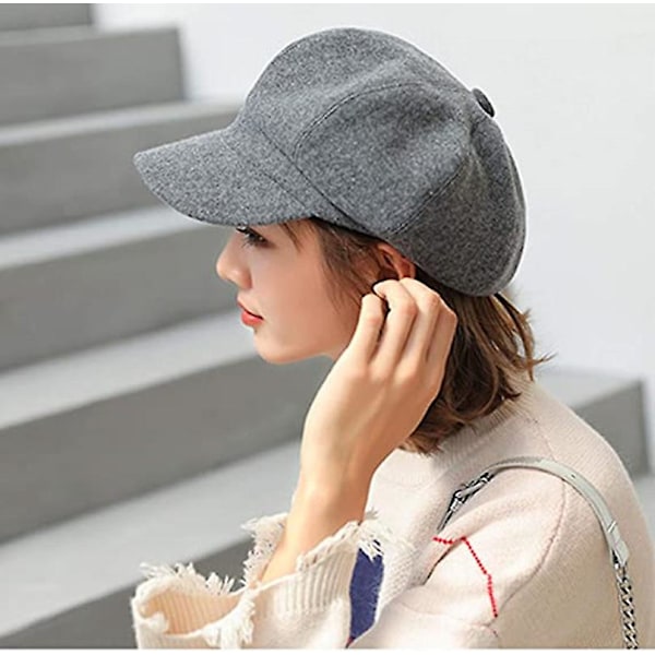 Solskydd för damer Basker Girls Newsboy Cap Japansk målarhatt för höst (svart)
