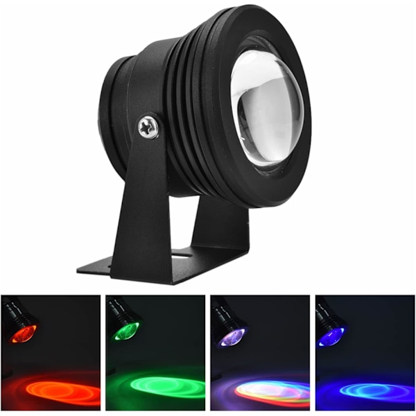 Akvarie LED-lys, 12V 10W RGB Vandtæt Akvarie LED Spotlight Lampe til Akvarium Pool Have Under Vand (sort skal) svart skal