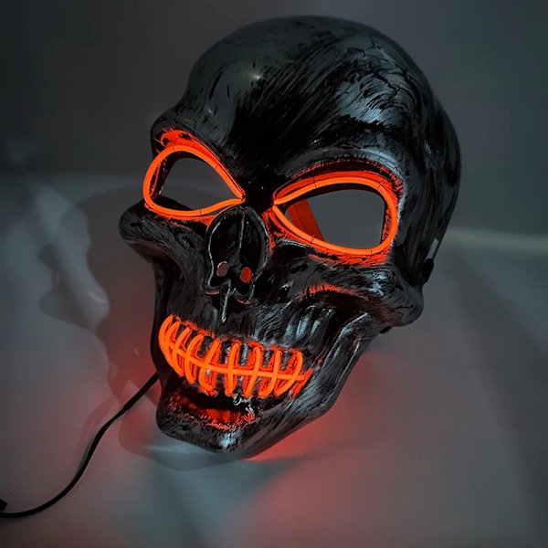 Klassisk Halloween Glödande Led Evil Skull Head Mask Ljus Upp Skräck Mask Kostym Kostym Skelett Mask Rekvisitar 06