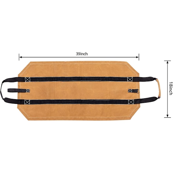 Vedpåse 39x18 tum slitstark vaxad canvas vedpåse - stock