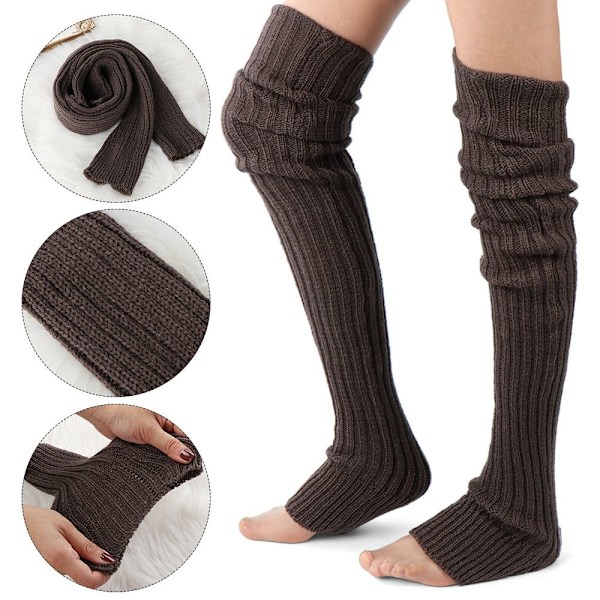 Benvärmare High Knee Sox Stickad Virkad Stövlar Strumpor Leggings Grå - Hög Kvalitet Grå gray