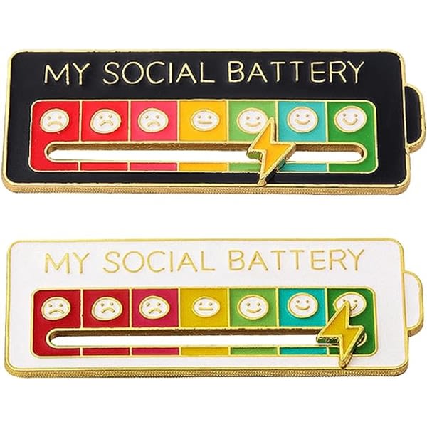 CQBB Social Battery Pin - My Social Battery Creative Lapel Pin, Fun Emotional Pin 7 Days A Week