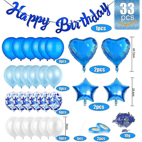 10-årsdekorationer, nummer 10 ballonger, blå 10:e ballonger, 10:e fest