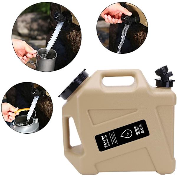 12L Bärbar Campingvattenbehållare med Kran och BPA-Fri Design för Utomhus khaki