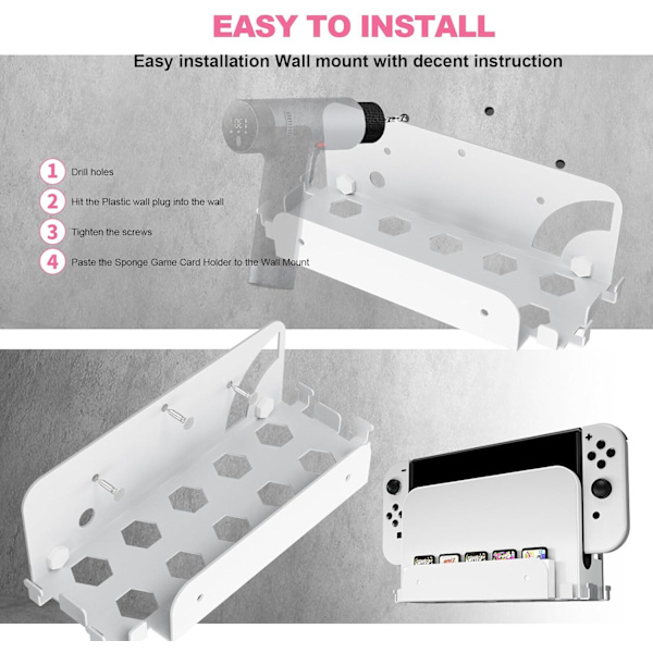 Vægmonteringskit til Nintendo Switch/OLED, 2-i-1 PS5 Controller & Headset Hanger