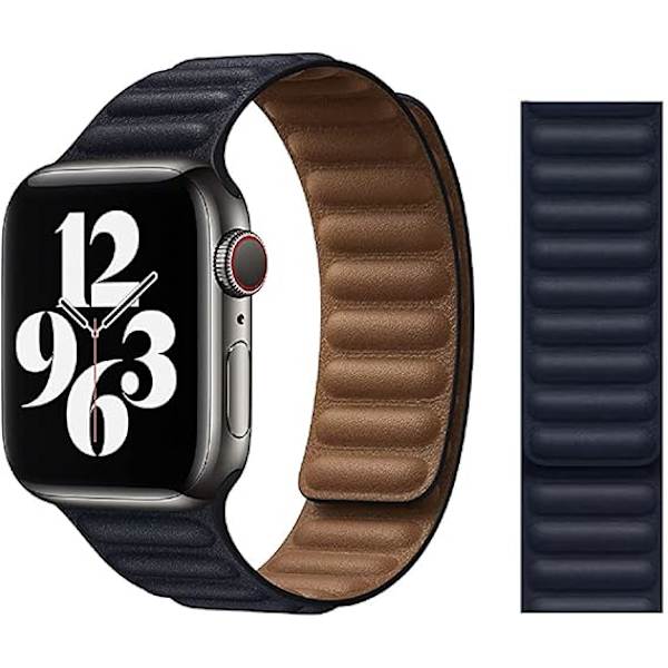 Yhteensopiva Apple Watch 8 nahkarannekkeen kanssa 42/44/45/49 mm, nahka