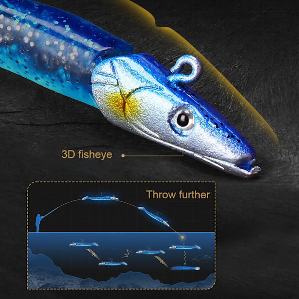 Kalastuslukit, 3 kpl pehmeitä luitteja 3D-silmillä, T-häntä makealle/suolavedelle, taimen, ahven 10 pcs - 10 colors