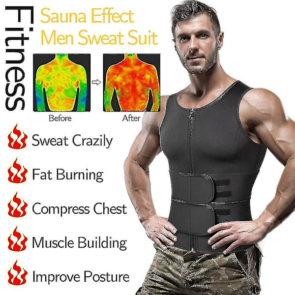 Mænd Shapewear Taljetræner Sved Vest Sauna Kostume Træningstrøje Slank Body Shaper Til Vægttab Sort A M black A M
