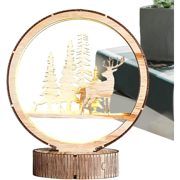 Jullampe | LED-lampe | Nattlampe | Bord | LED-julelampe | batteridrevet barnerom skrivebord kreativ LED-borddekorasjoner for gutter jenter soverom D
