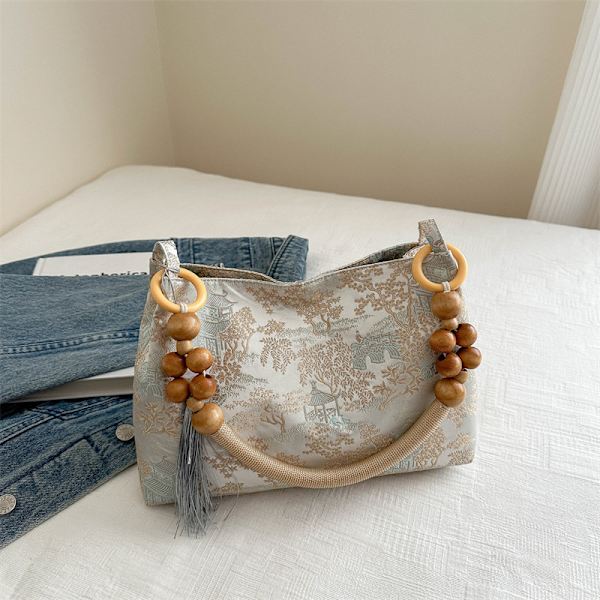 Kinesisk stil Fashion Kvinners Stor Kapasitet Veske 2024 Sommer Broderi Ny Axel Bag Ny Kinesisk Tekstur Tote Veske For Kvinner Rosa