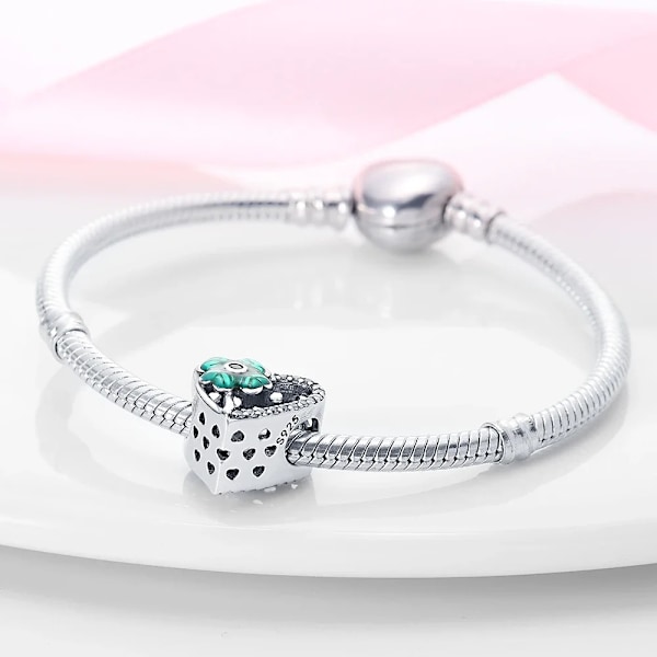 925 Sølv Grøn Firkløver Rosa Stjerne Fit Pandora Original Armbånd Charm Perler Halskæde Diy Kvinde Smykker SMC3678