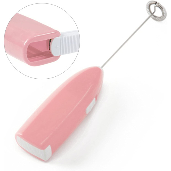 Elektrisk mjölkskummare, Batteridriven Visp för Kaffe Drycker (Rosa) Pink