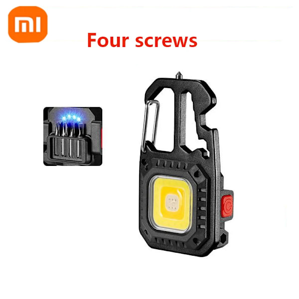 Xiaomi Mijia Mini Nyckelkedja Arbetsljus Batteri Skärm Omladdningsbar Högljus Bärbar Ledlight Mini Nyckelkedja Ljus Ficklampa 4 skruvar