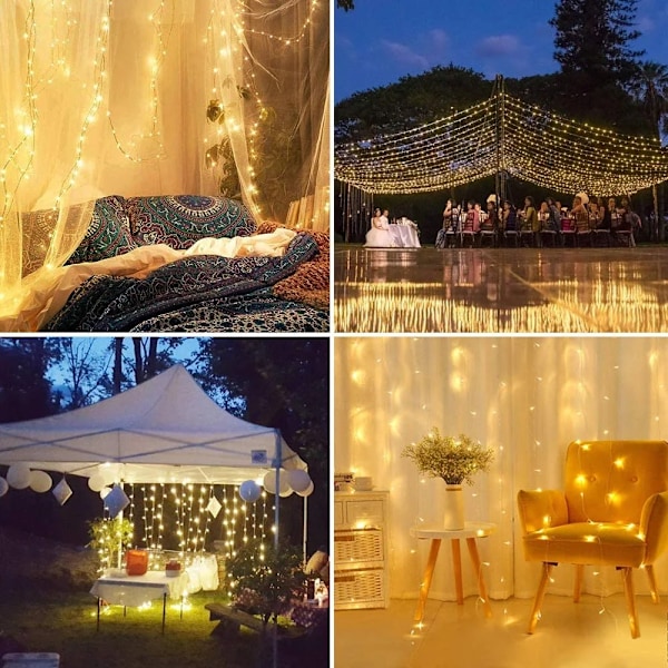 6x3M LED Gardin Istappar Strängljus Jul Fairy Lights girland Utomhus Hem För Bröllop/Fest/Trädgårdsdekoration 3M vit