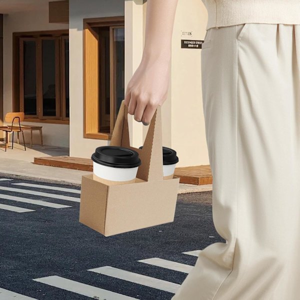 Levering af drikkevarebærer, Take away kopholder | 10X kaffekopholder, Robust kartongholder, Flaskeholder til drikkevarer til leveringsservice 2-fack bärbar glasunderlägg 10 st