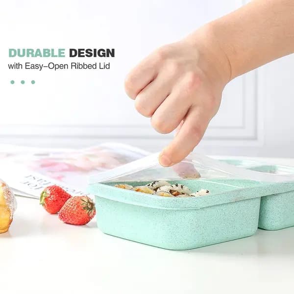 4-pack Bento Lunchbox, 3 compartments, Lunch box for children, Reusable food storage containers