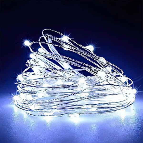 2-pakning 33FT 100 LED-lyslenker, Batteridrevet fjernkontroll for bryllup White
