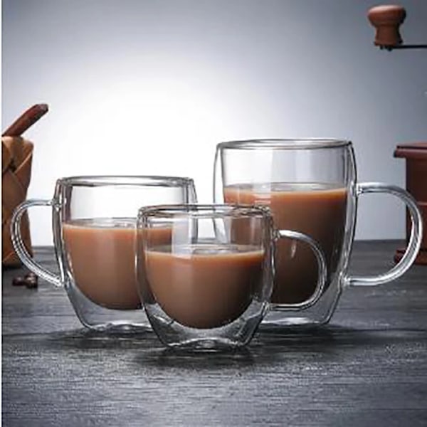 Varmebestandig dobbeltvegget glasskopp Høy borosilikatglasskrus Øl Juice Kaffe Vannkopper Transparent kopp Drikkevarer Gave Ingen Håndtak 80ml
