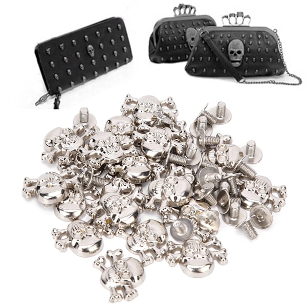 20PCS DIY 15mm Punk Skull med ben Rivet Gotiska prydnader / Bagagetillbehör Ghost Head med ben Silver